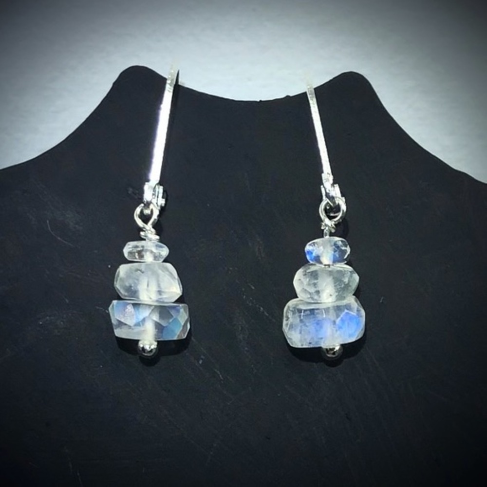 Genuine Moonstone & 925 Silver Earrings! - Picture 2 of 8
